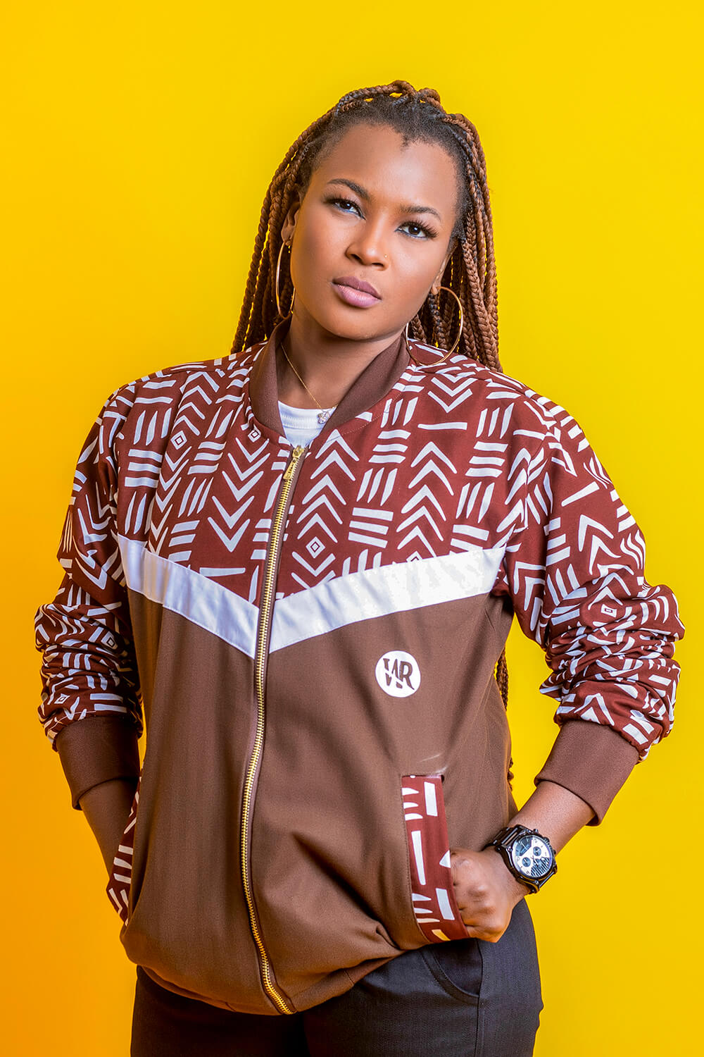 Wise Bombers à imprimé africain bogolan (Marron Blanc / F)